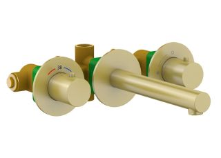 Смеситель встраиваемый для раковины Timo Saona 2382/17SM с термостатом золото матовое